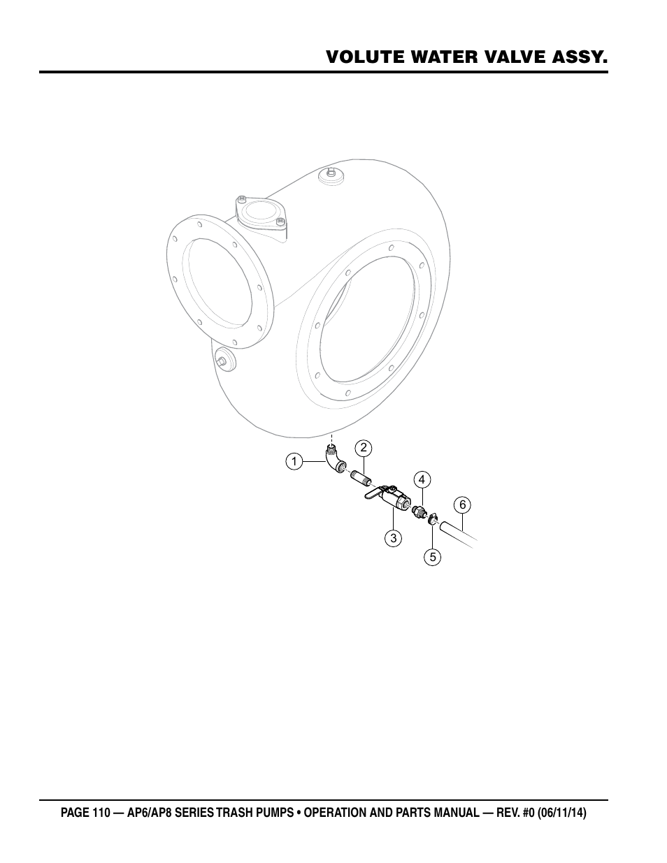 Volute water valve assy | Multiquip AP6 Series User Manual | Page 110 / 124