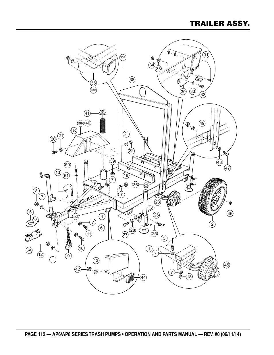 Trailer assy | Multiquip AP6 Series User Manual | Page 112 / 124