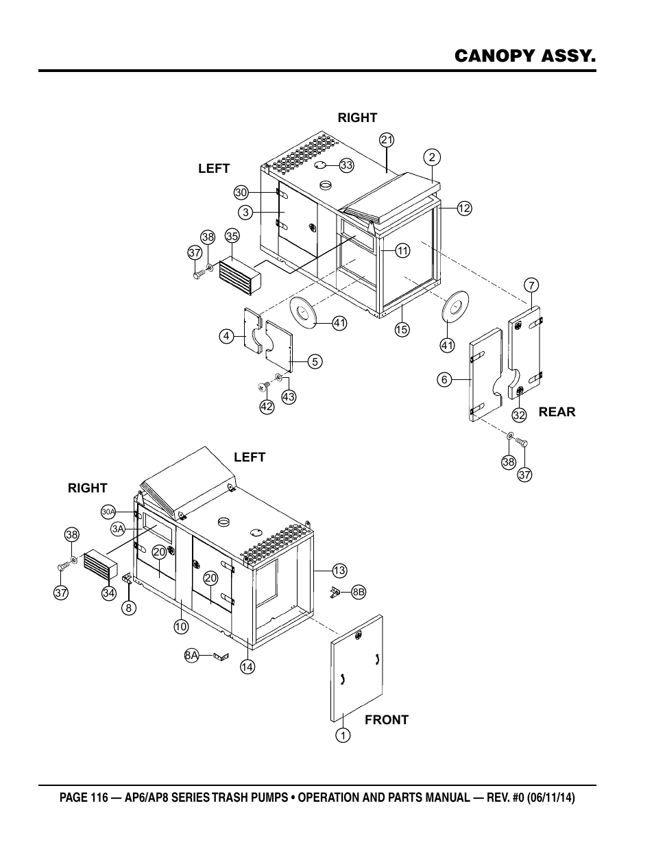 Canopy assy | Multiquip AP6 Series User Manual | Page 116 / 124