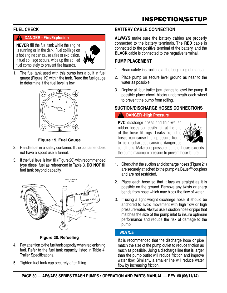 Inspection/setup | Multiquip AP6 Series User Manual | Page 30 / 124