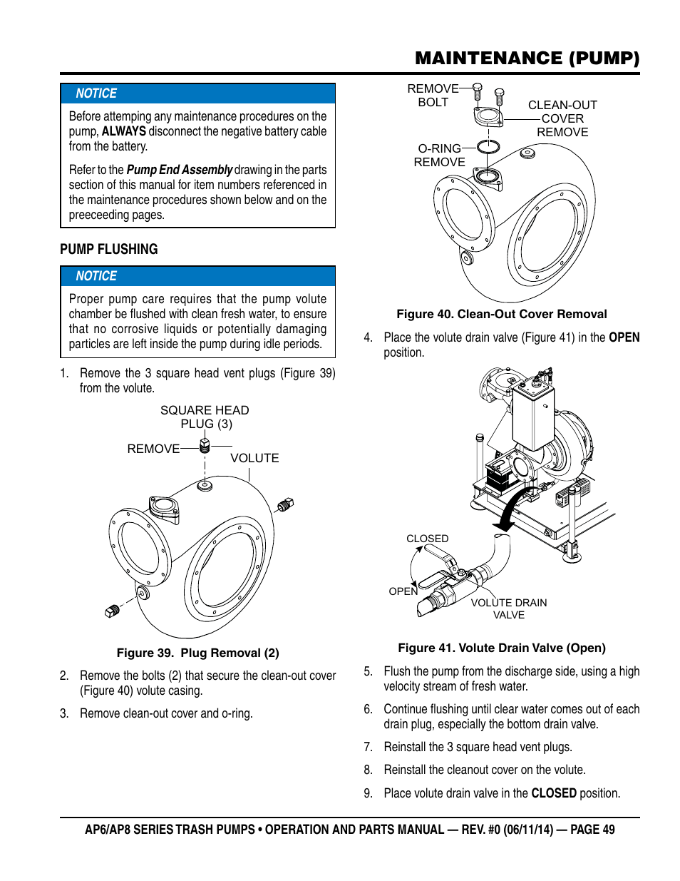 Maintenance (pump) | Multiquip AP6 Series User Manual | Page 49 / 124