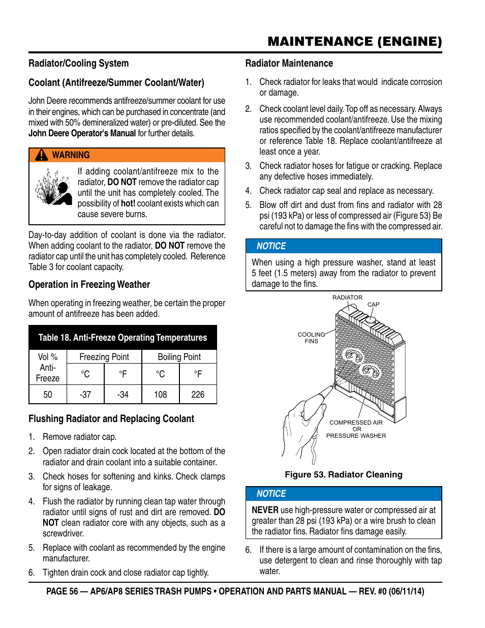 Maintenance (engine) | Multiquip AP6 Series User Manual | Page 56 / 124