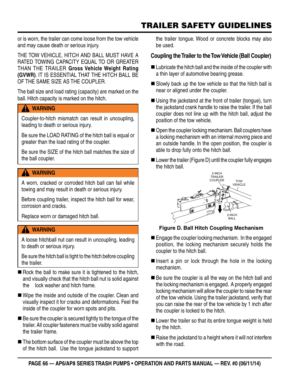Trailer safety guidelines | Multiquip AP6 Series User Manual | Page 66 / 124