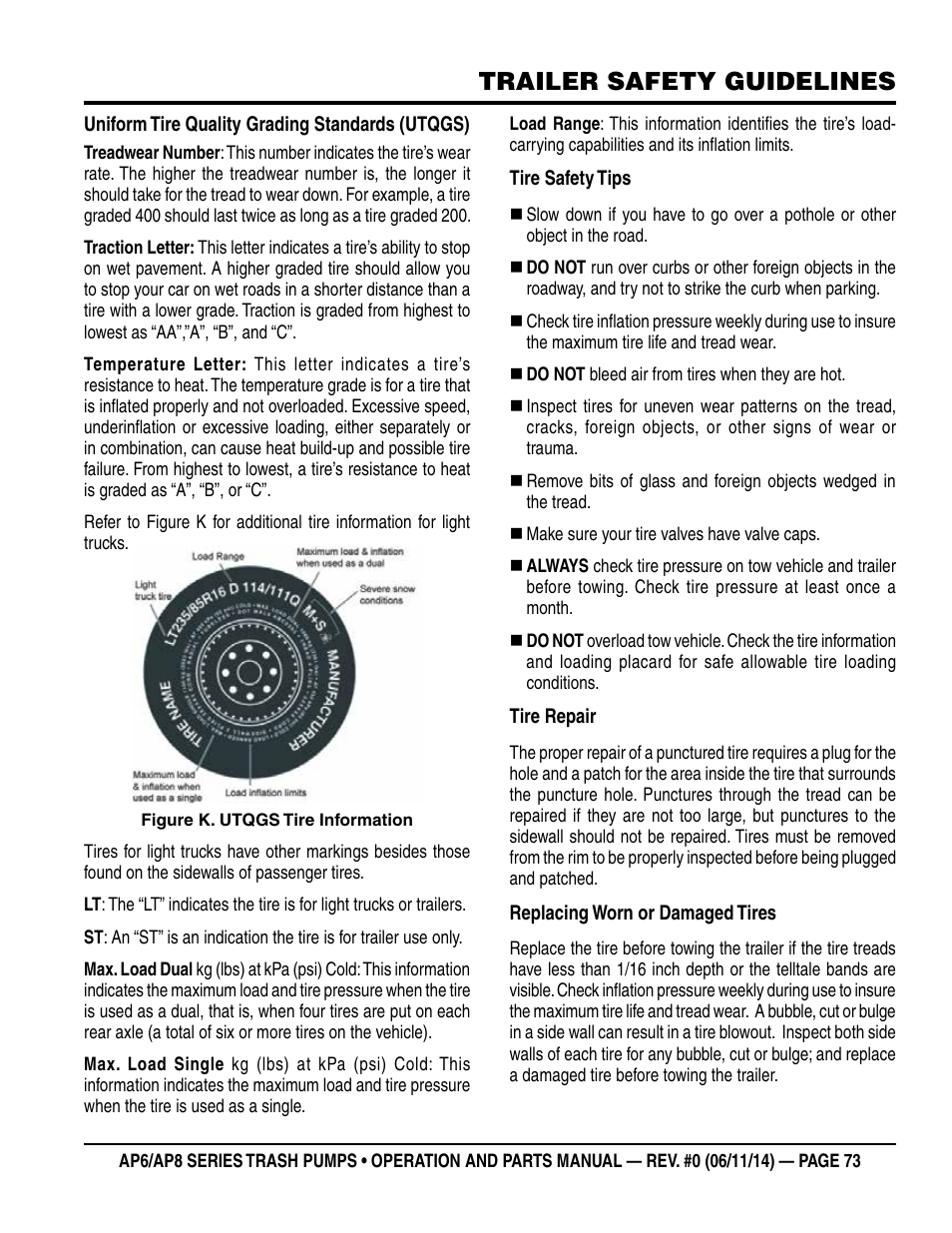 Trailer safety guidelines | Multiquip AP6 Series User Manual | Page 73 / 124