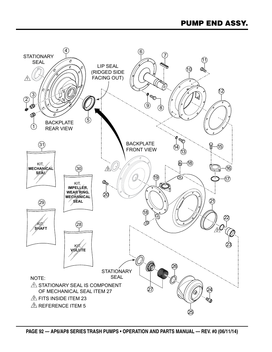 Pump end assy | Multiquip AP6 Series User Manual | Page 92 / 124