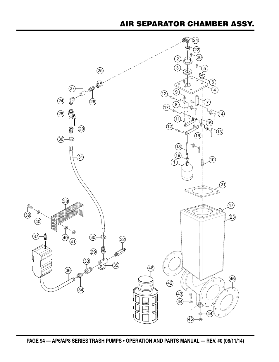 Air separator chamber assy | Multiquip AP6 Series User Manual | Page 94 / 124