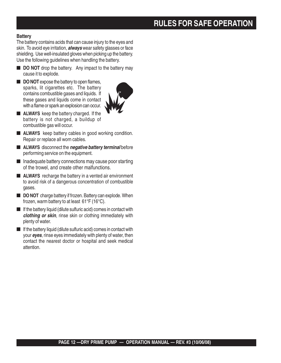 Rules for safe operation | Multiquip MP200SDLSM Operation Manual User Manual | Page 12 / 58