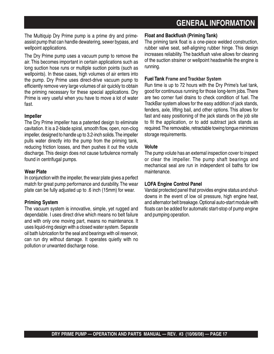 General information | Multiquip MP200SDLSM Operation Manual User Manual | Page 17 / 58