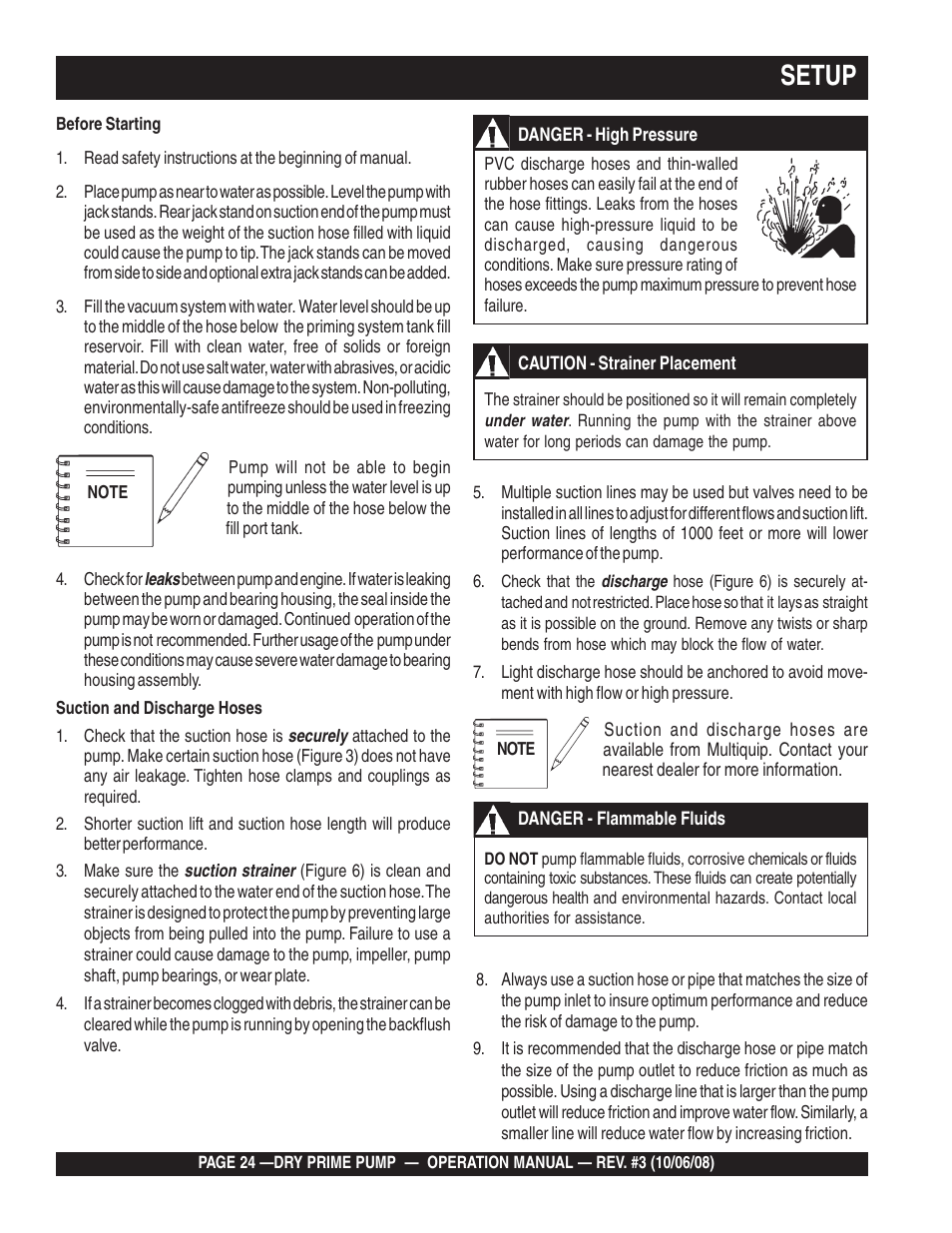 Setup | Multiquip MP200SDLSM Operation Manual User Manual | Page 24 / 58