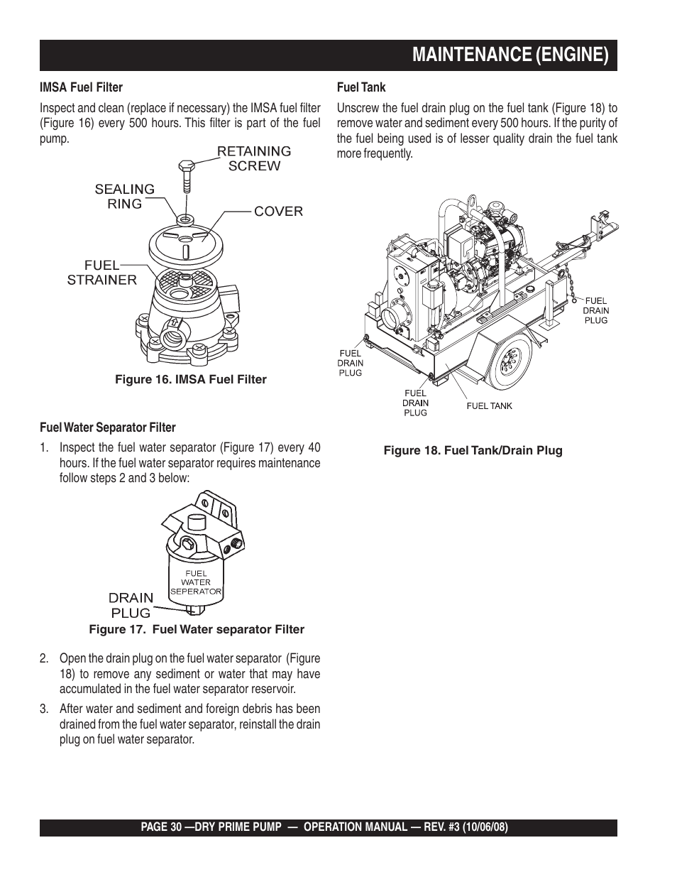 Maintenance (engine) | Multiquip MP200SDLSM Operation Manual User Manual | Page 30 / 58