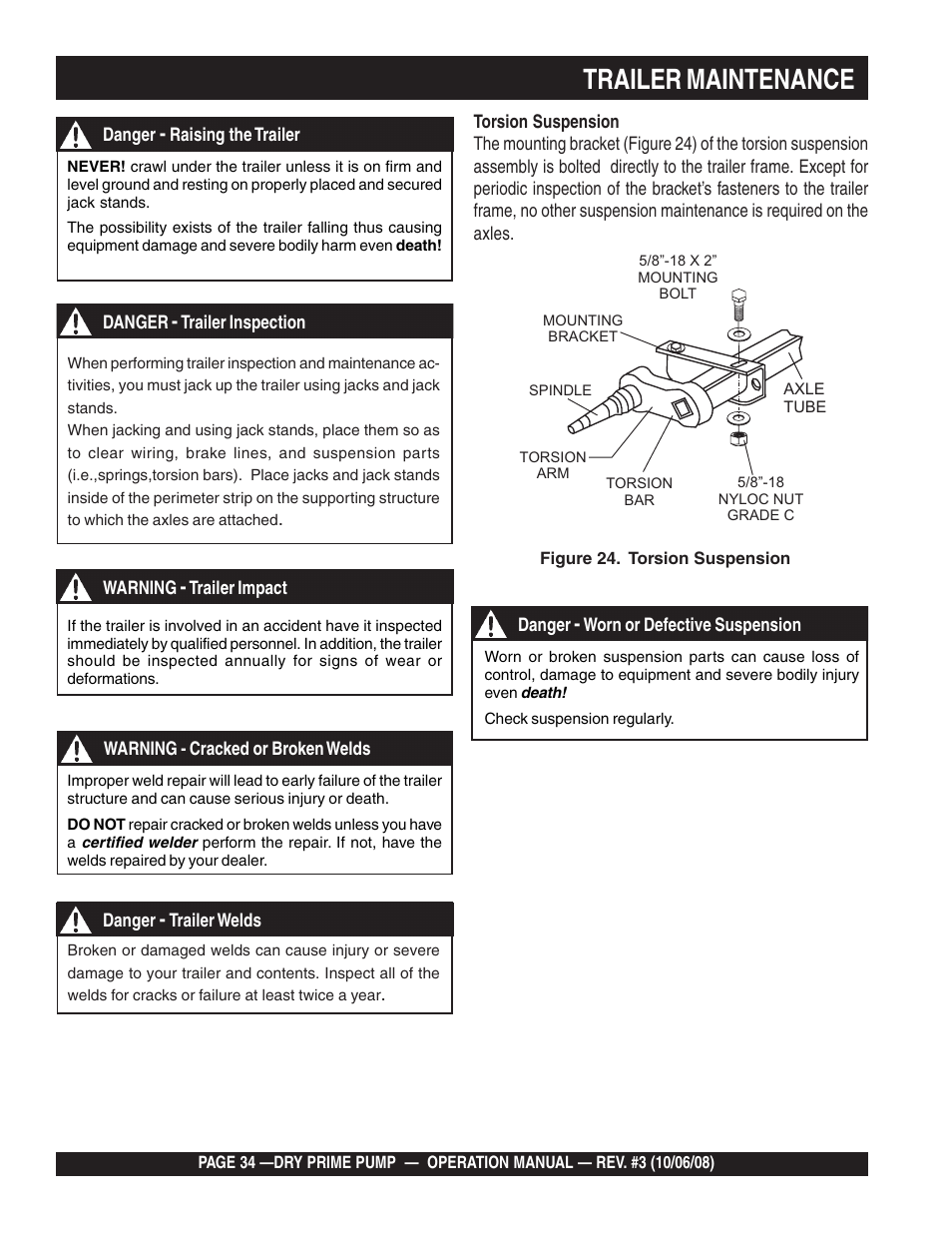 Trailer maintenance | Multiquip MP200SDLSM Operation Manual User Manual | Page 34 / 58