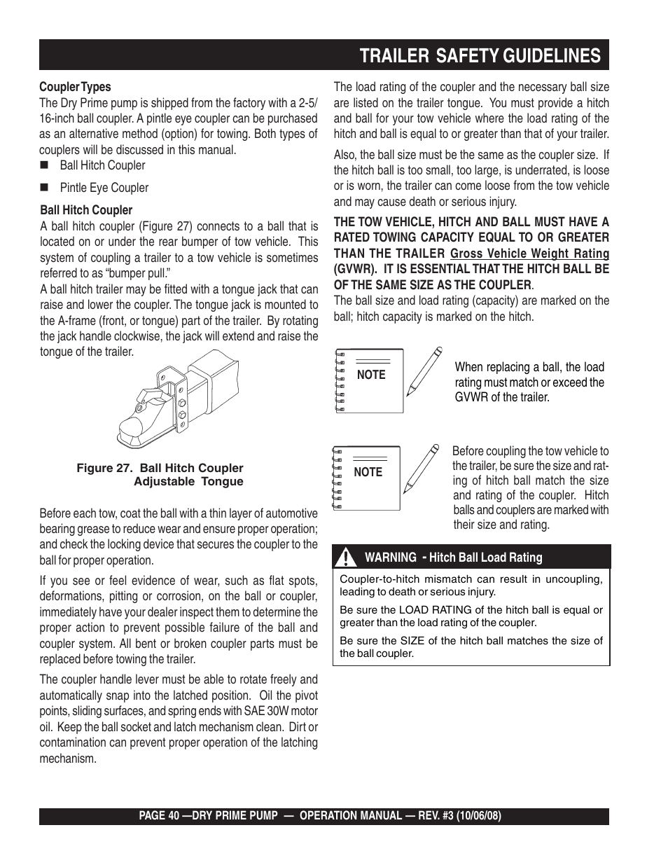 Trailer safety guidelines | Multiquip MP200SDLSM Operation Manual User Manual | Page 40 / 58