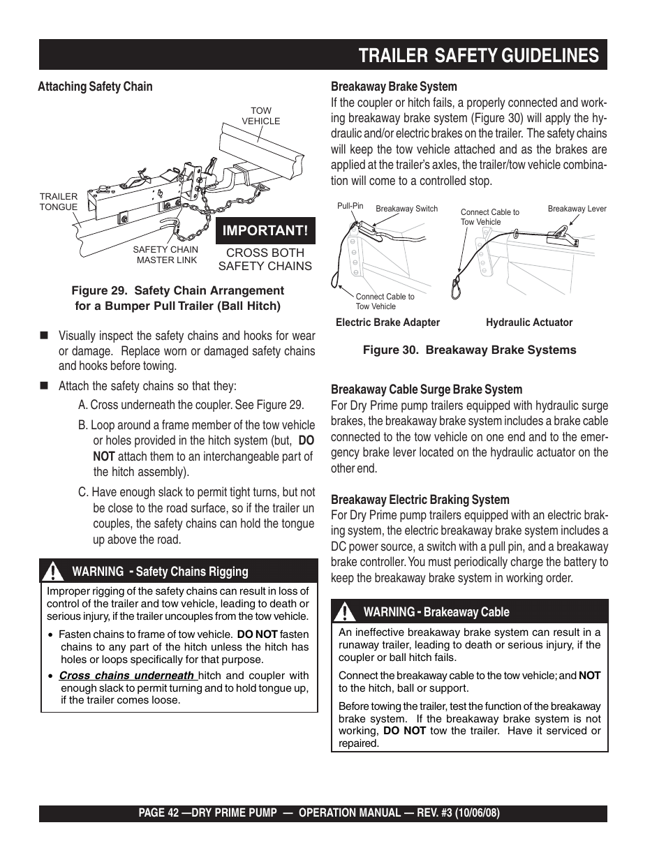 Trailer safety guidelines | Multiquip MP200SDLSM Operation Manual User Manual | Page 42 / 58