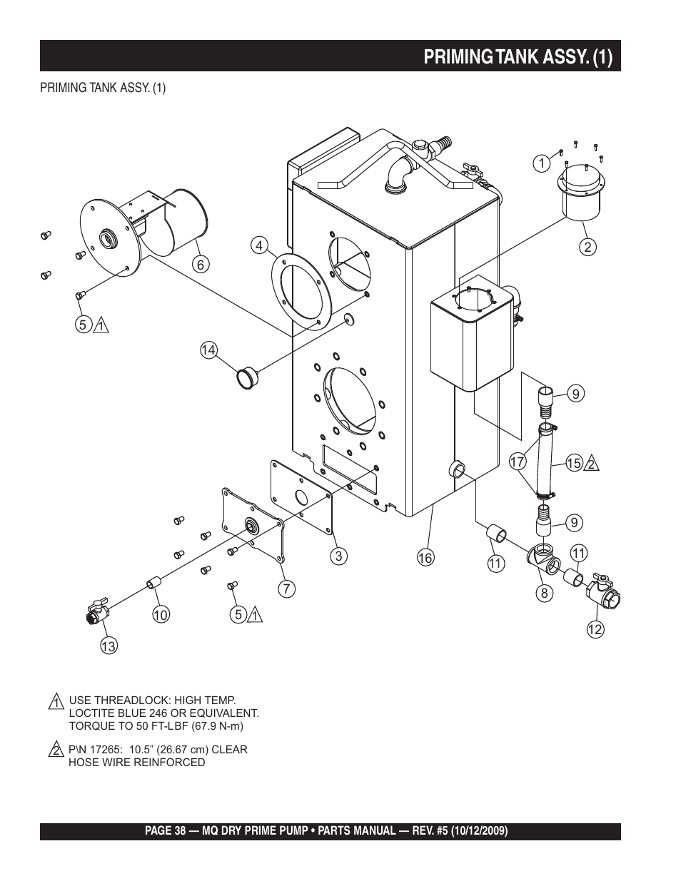 Priming tank assy. (1) | Multiquip MP200SDLSM Parts Manual User Manual | Page 38 / 56
