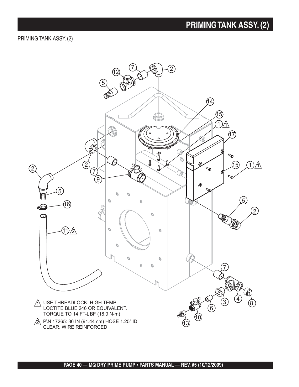 Priming tank assy. (2) | Multiquip MP200SDLSM Parts Manual User Manual | Page 40 / 56