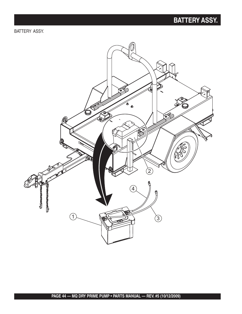 Battery assy | Multiquip MP200SDLSM Parts Manual User Manual | Page 44 / 56