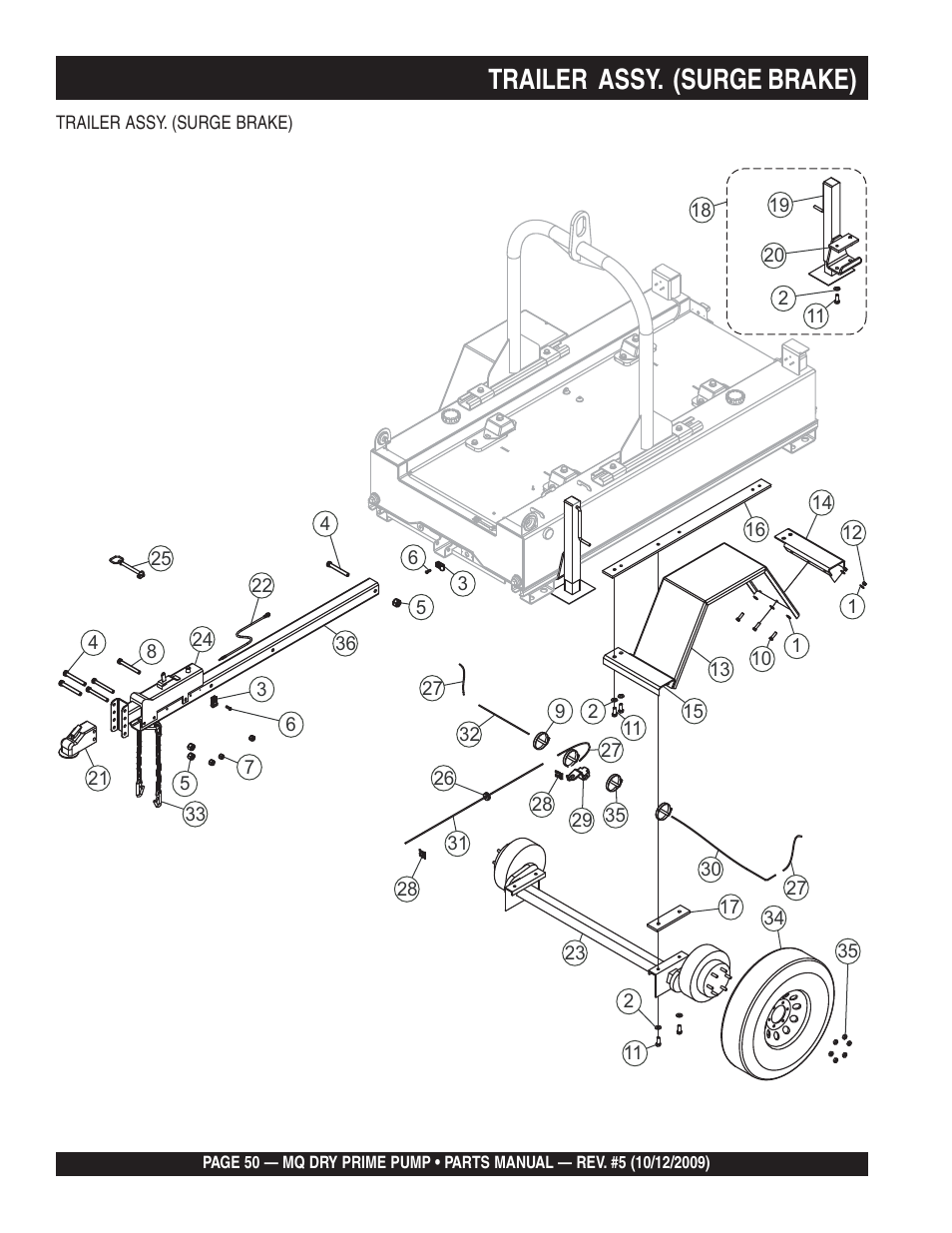 Trailer assy. (surge brake) | Multiquip MP200SDLSM Parts Manual User Manual | Page 50 / 56