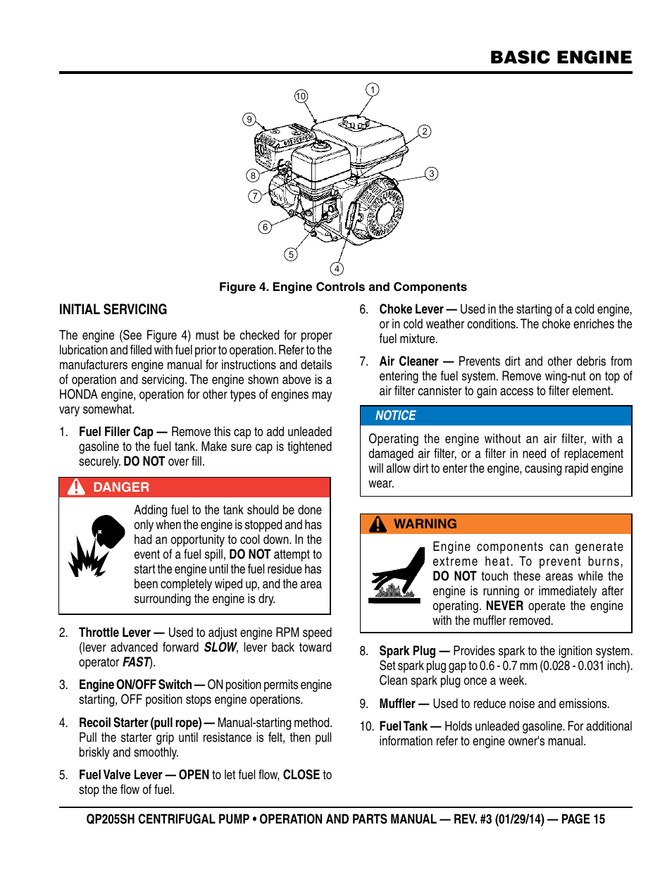 Basic engine | Multiquip QP205SH User Manual | Page 15 / 36