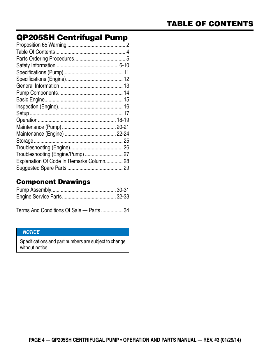 Multiquip QP205SH User Manual | Page 4 / 36