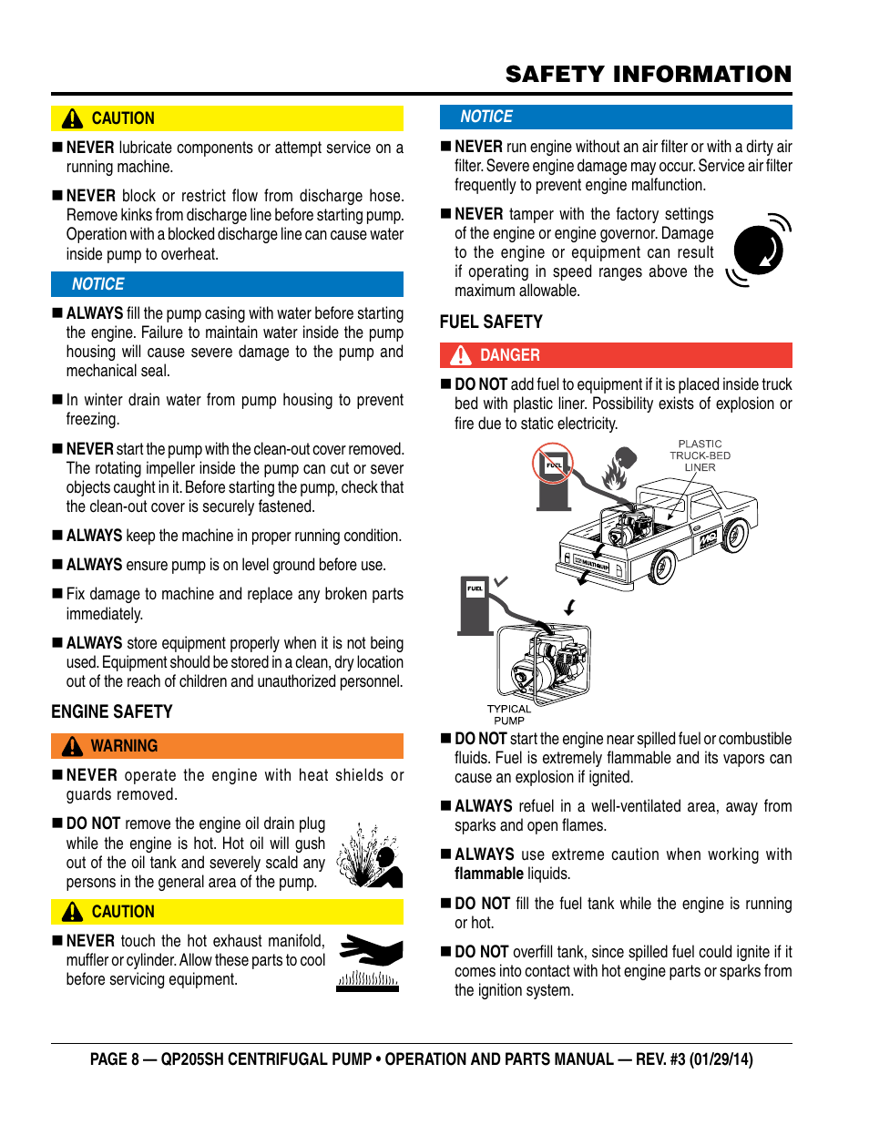 Safety information | Multiquip QP205SH User Manual | Page 8 / 36