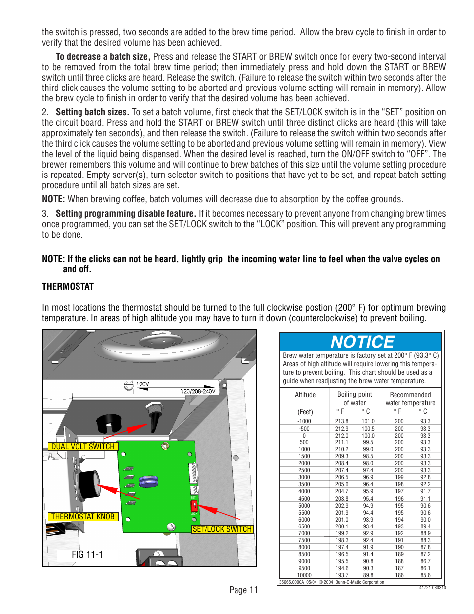 Notice, Page 11, Fig 11-1 | Bunn CWTF User Manual | Page 11 / 17