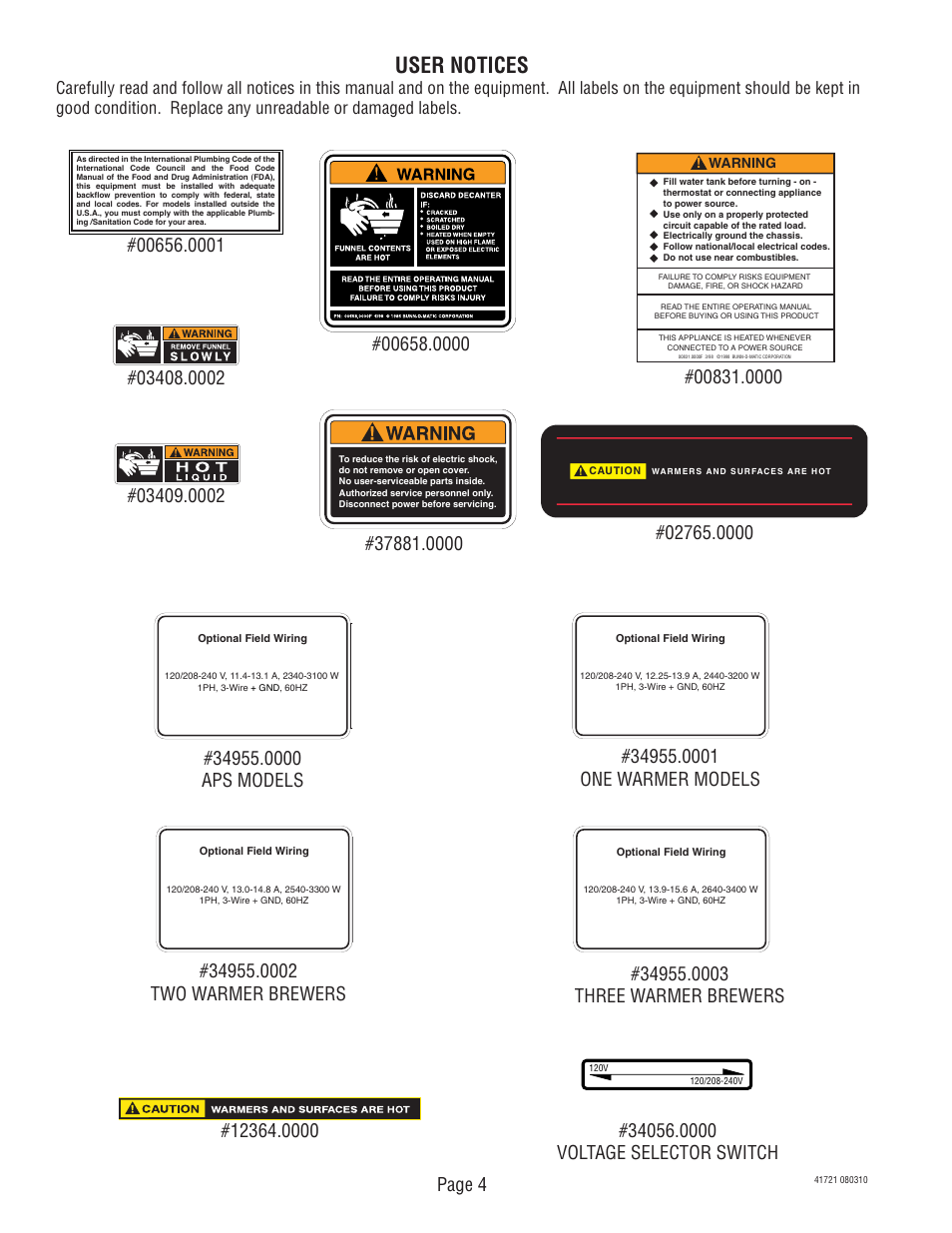 User notices, Page 4 | Bunn CWTF User Manual | Page 4 / 17