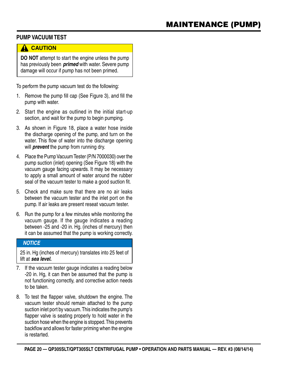 Maintenance (pump) | Multiquip QPT305SLT User Manual | Page 20 / 38