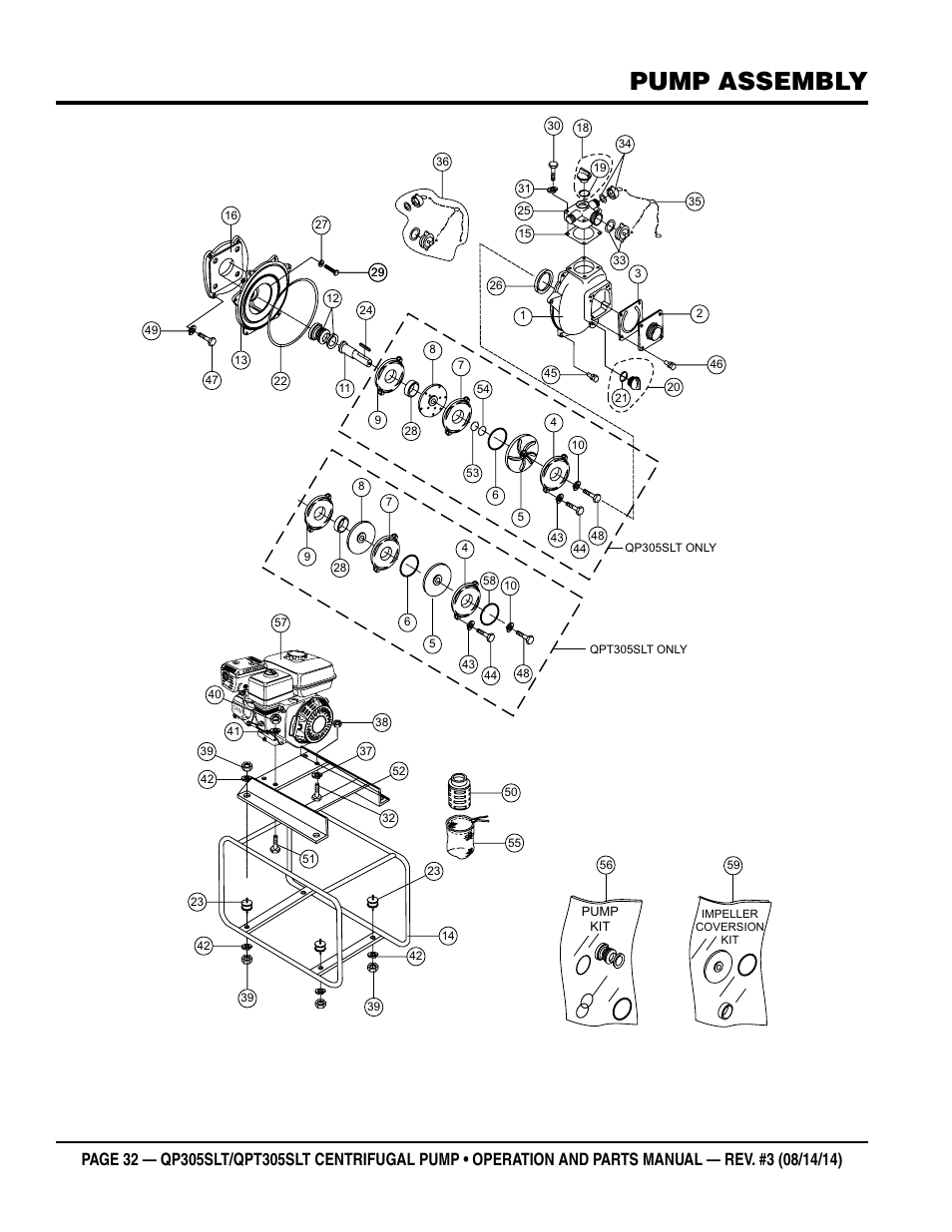 Pump assembly | Multiquip QPT305SLT User Manual | Page 32 / 38