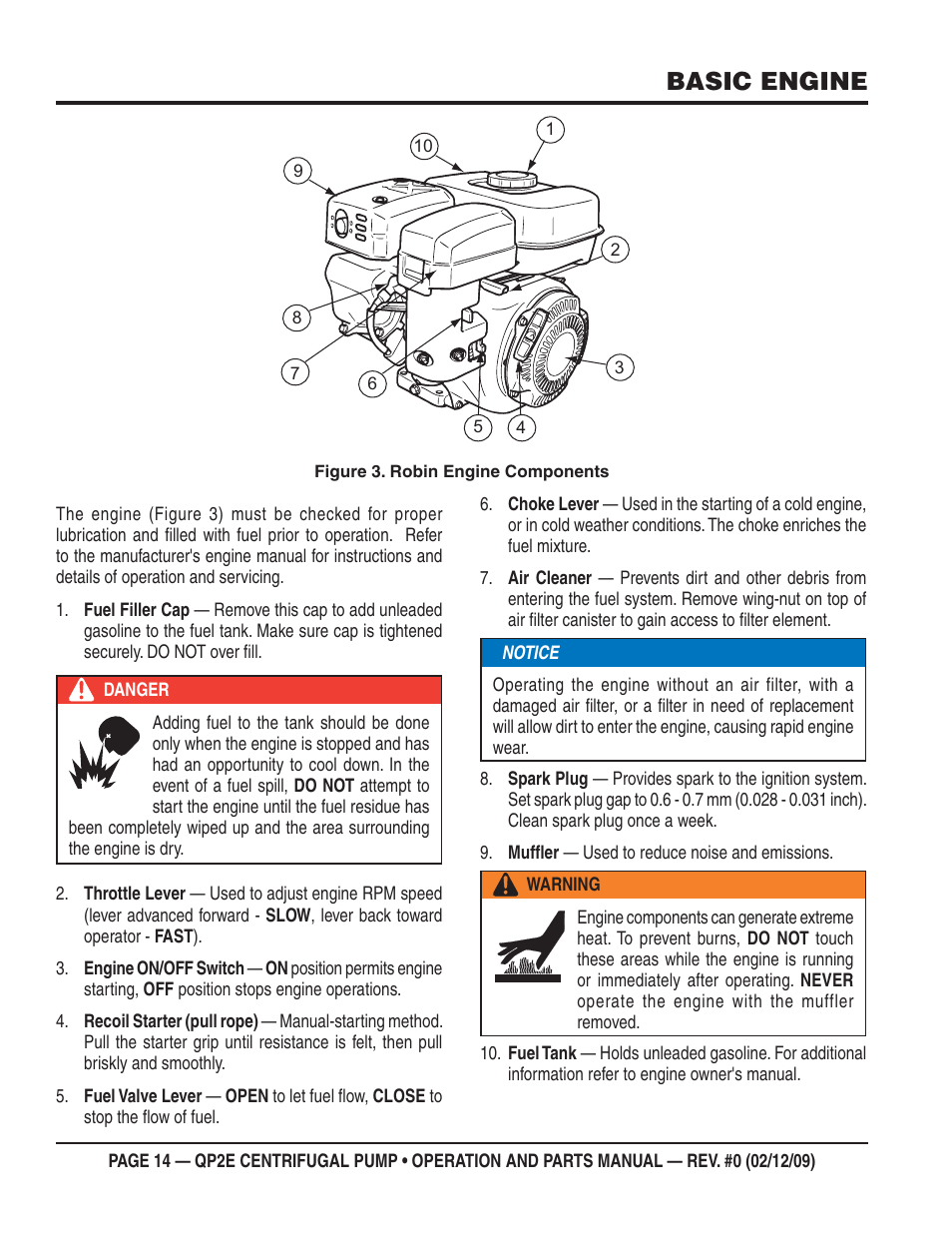 Basic engine | Multiquip QP2E User Manual | Page 14 / 56