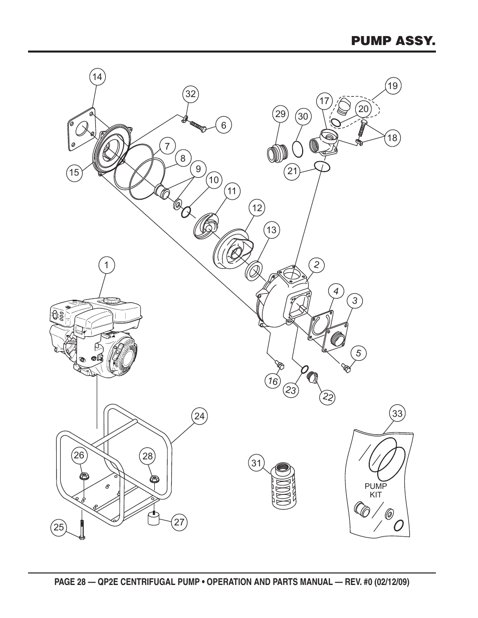 Pump assy | Multiquip QP2E User Manual | Page 28 / 56
