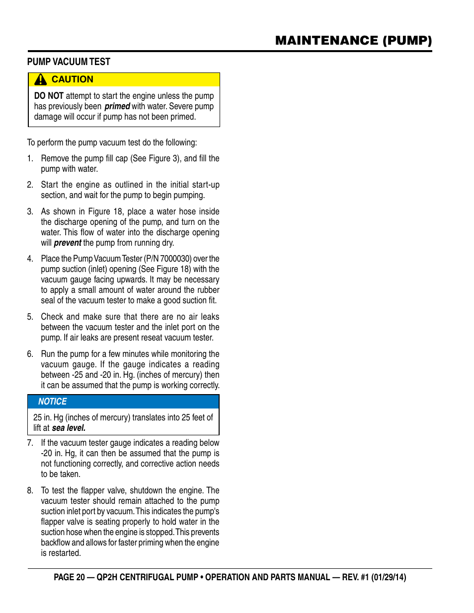 Maintenance (pump) | Multiquip QP2H User Manual | Page 20 / 36