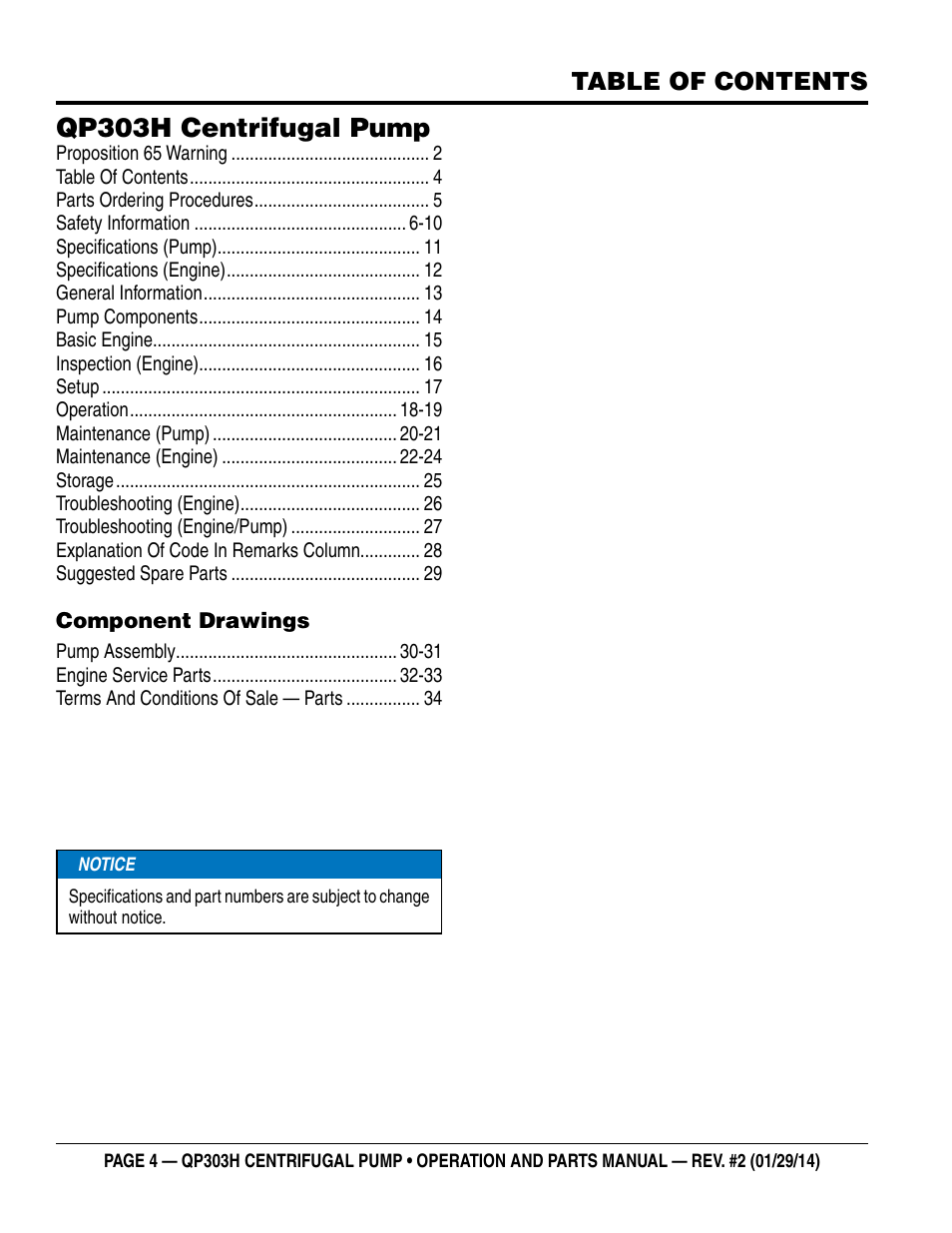 Multiquip QP303H User Manual | Page 4 / 36