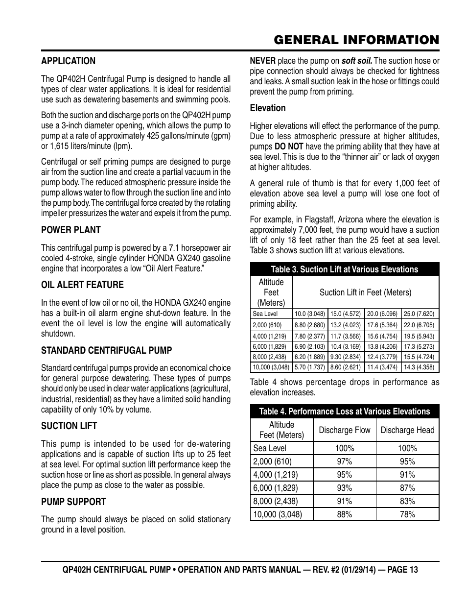 General information | Multiquip QP402H User Manual | Page 13 / 36