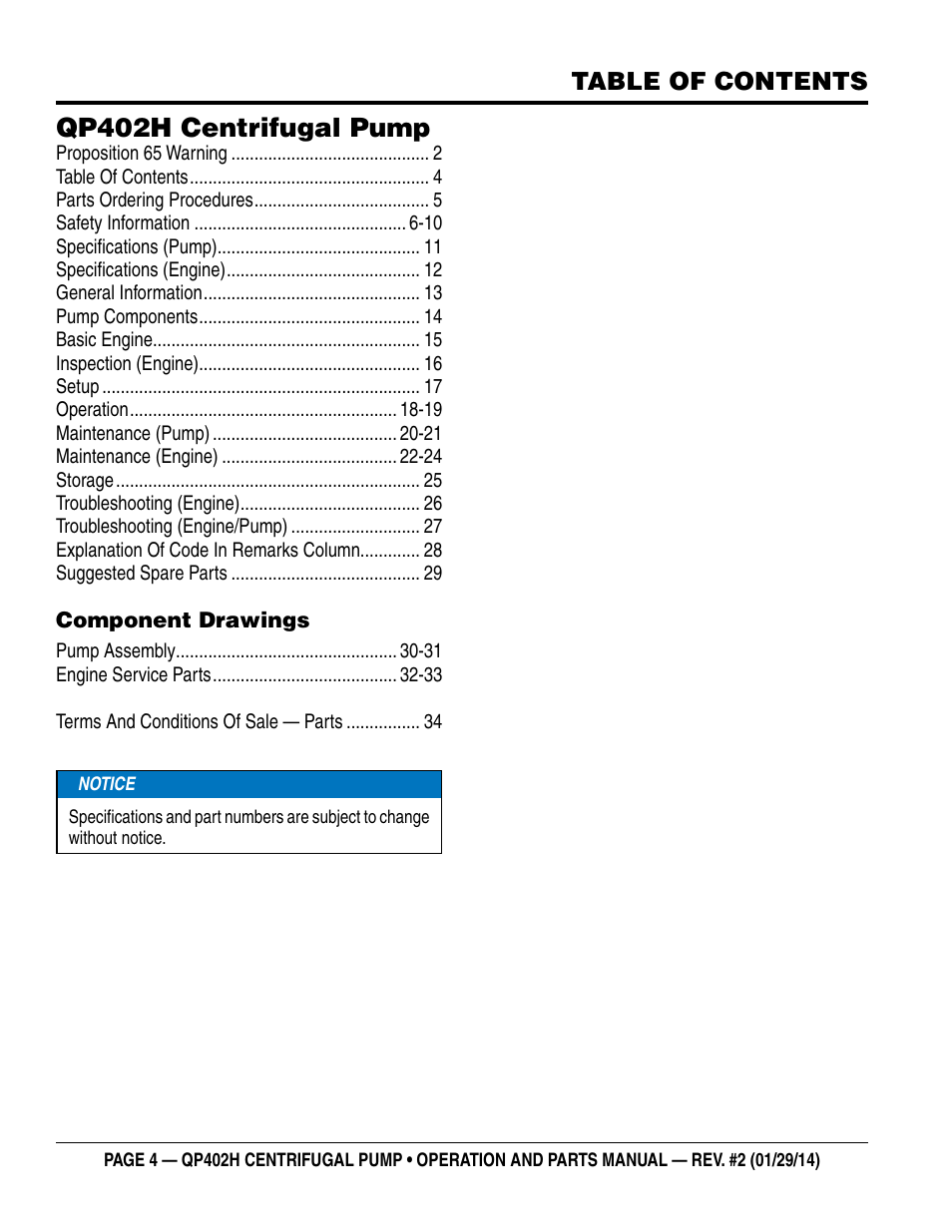 Multiquip QP402H User Manual | Page 4 / 36