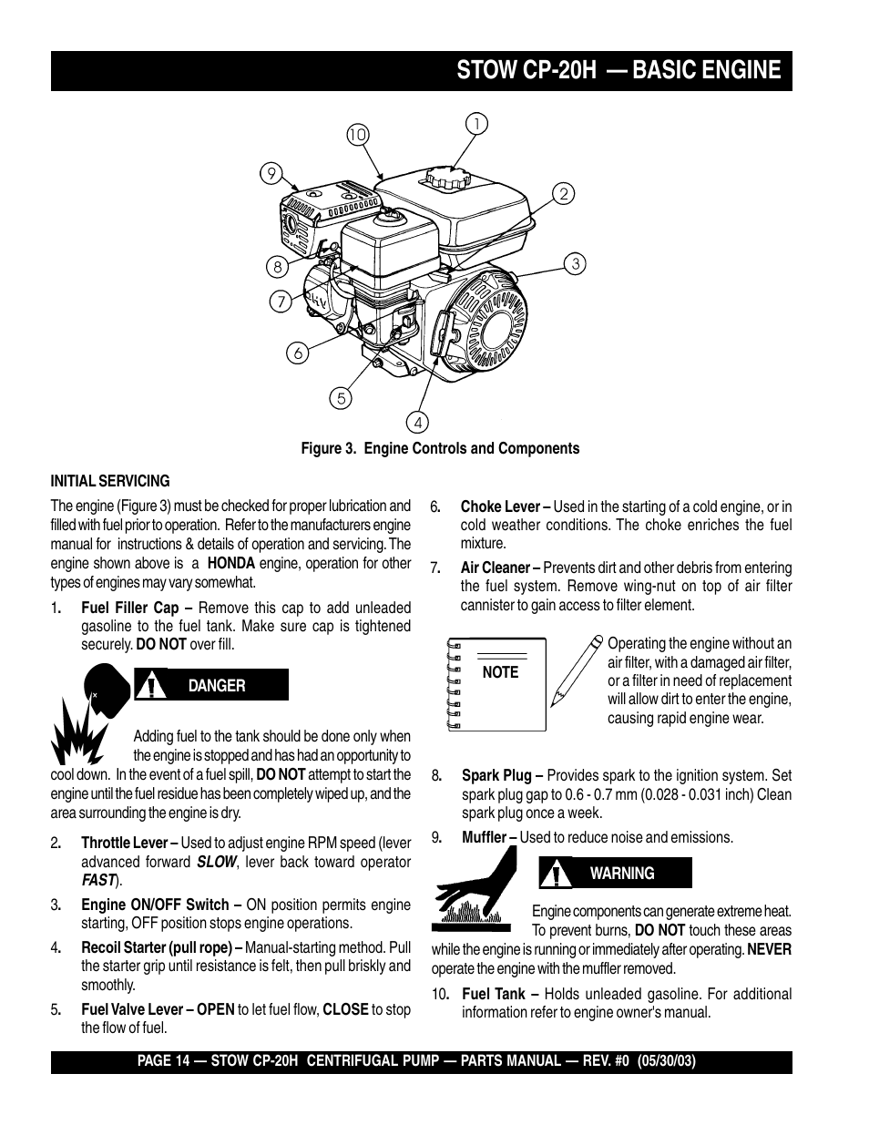 Stow cp-20h — basic engine | Multiquip CP20H User Manual | Page 14 / 68