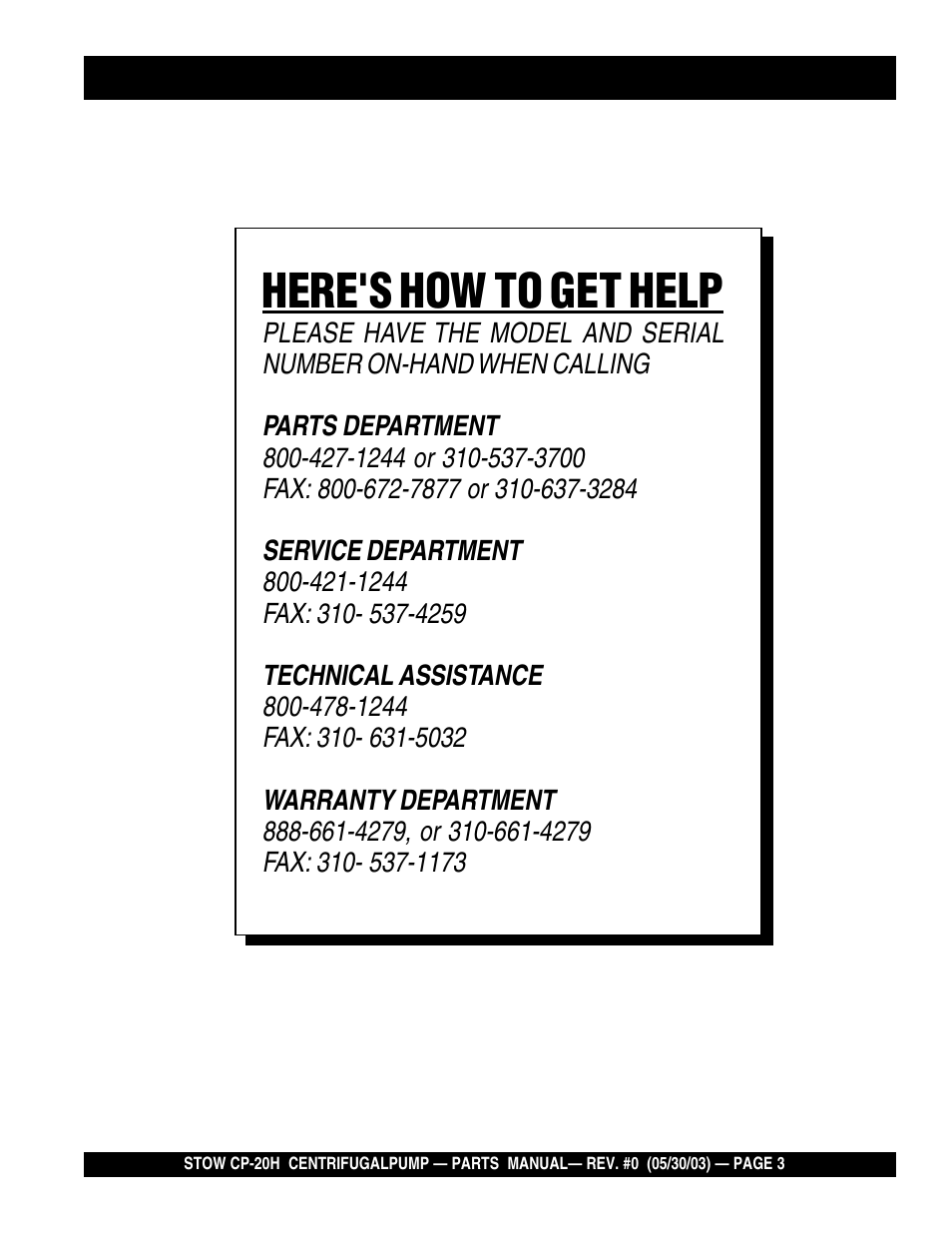 Here's how to get help | Multiquip CP20H User Manual | Page 3 / 68