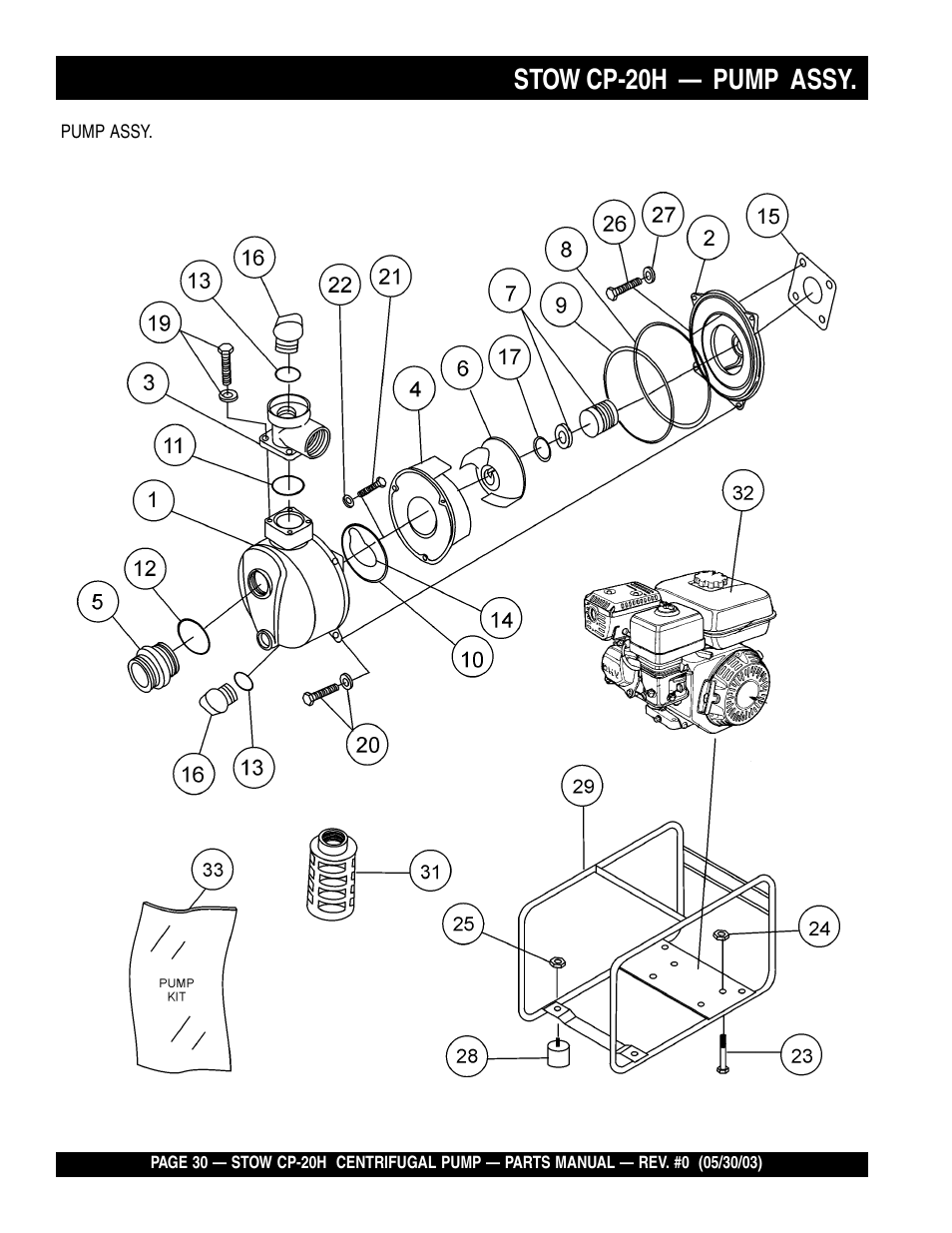 Stow cp-20h — pump assy | Multiquip CP20H User Manual | Page 30 / 68