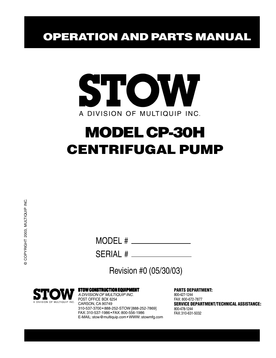 Multiquip CP30H User Manual | 68 pages