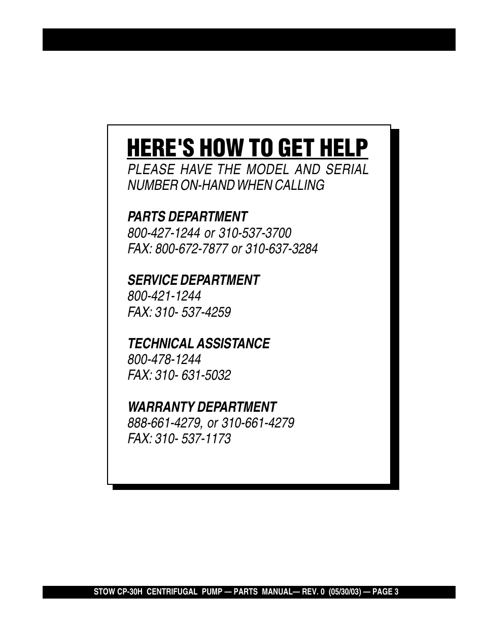 Here's how to get help | Multiquip CP30H User Manual | Page 3 / 68