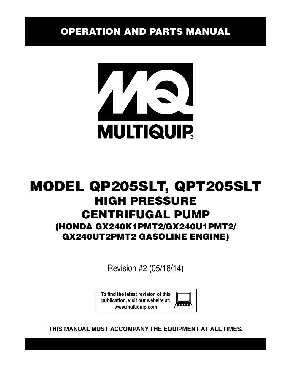 Multiquip QPT205SLT User Manual | 38 pages
