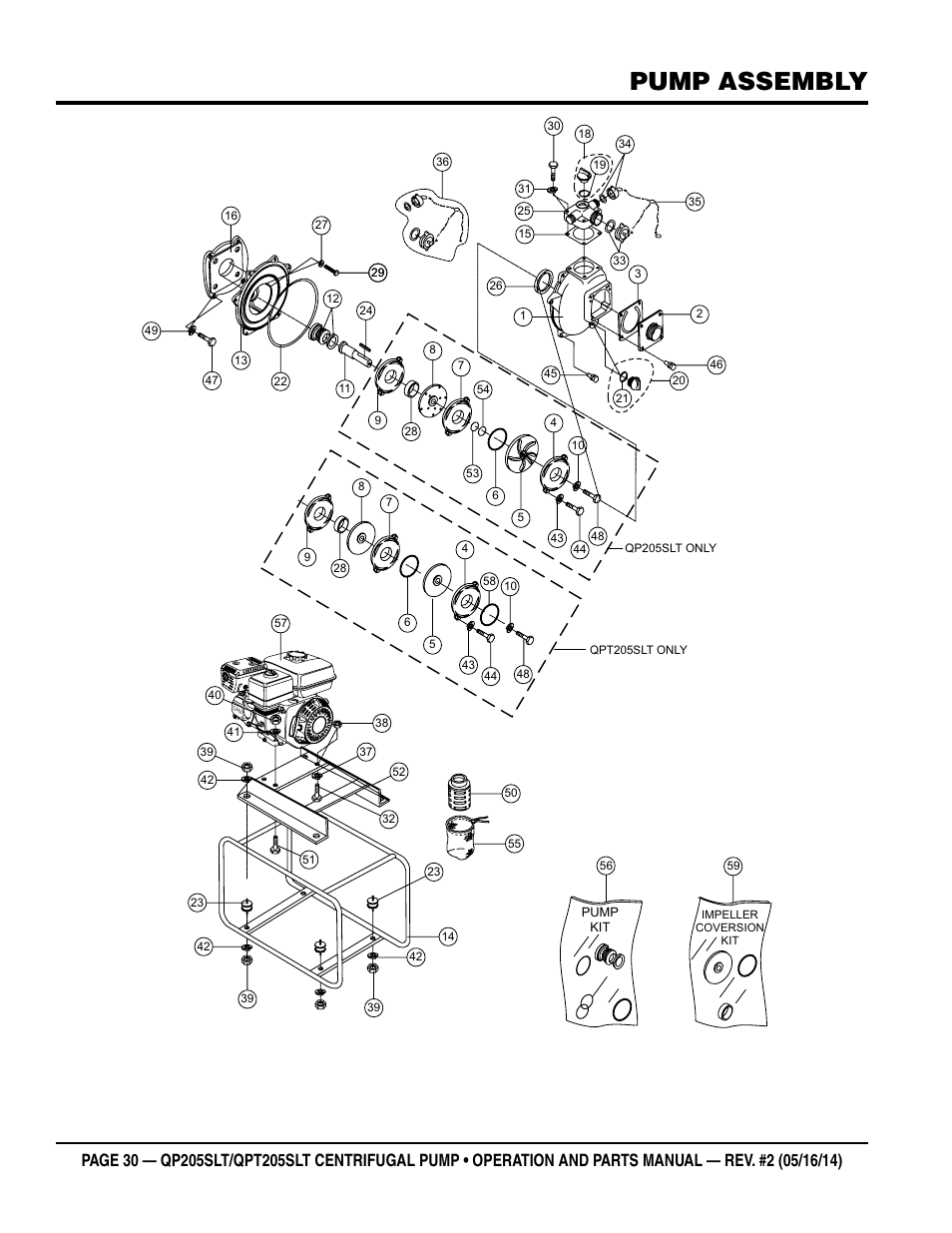 Pump assembly | Multiquip QPT205SLT User Manual | Page 30 / 38