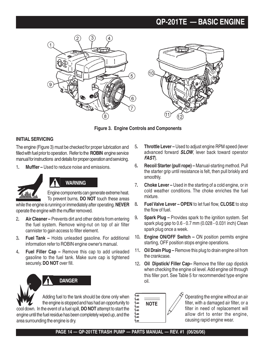Qp-201te — basic engine | Multiquip QP201TE User Manual | Page 14 / 54