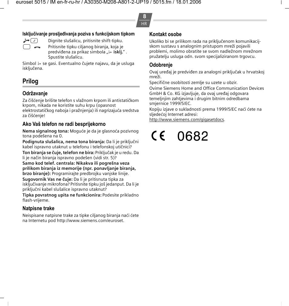 Prilog | Siemens Euroset 5015 User Manual | Page 34 / 36