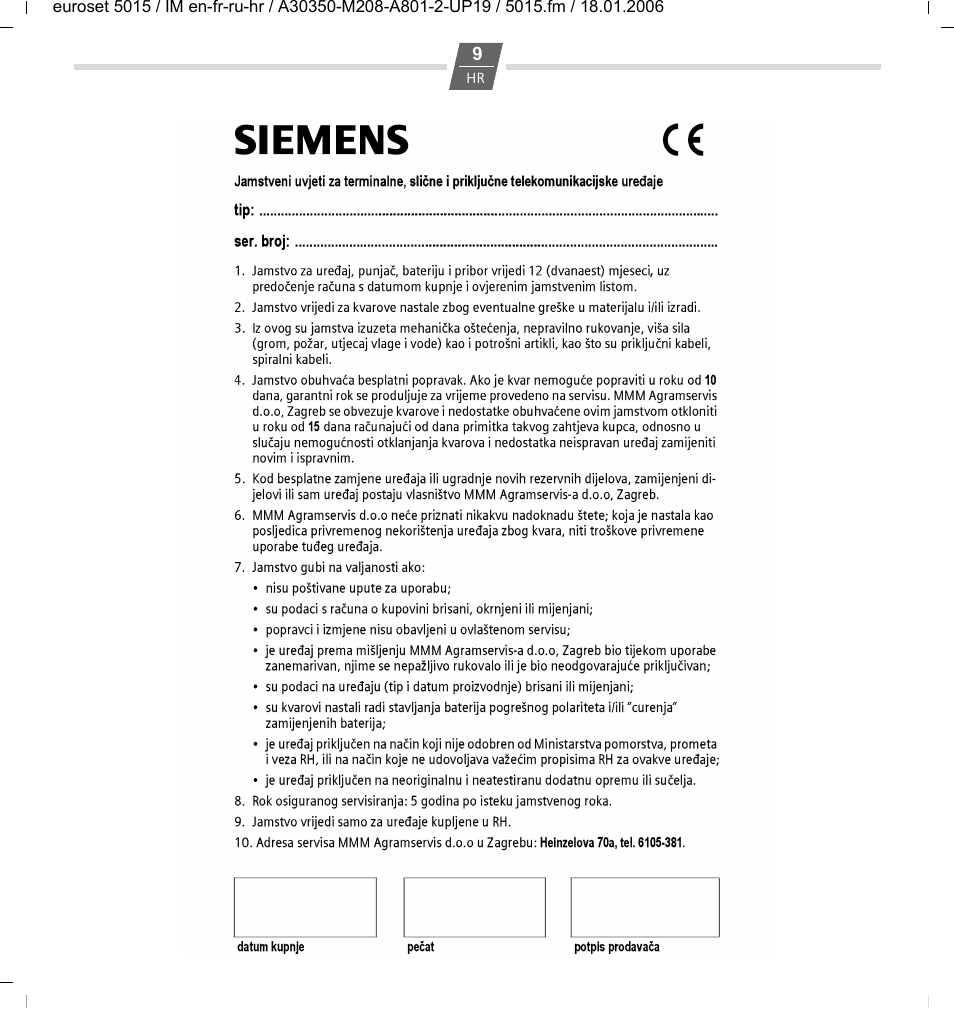 Siemens Euroset 5015 User Manual | Page 35 / 36