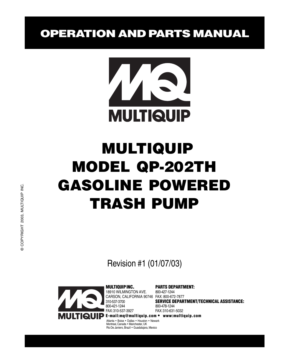 Multiquip QP202TH User Manual | 70 pages