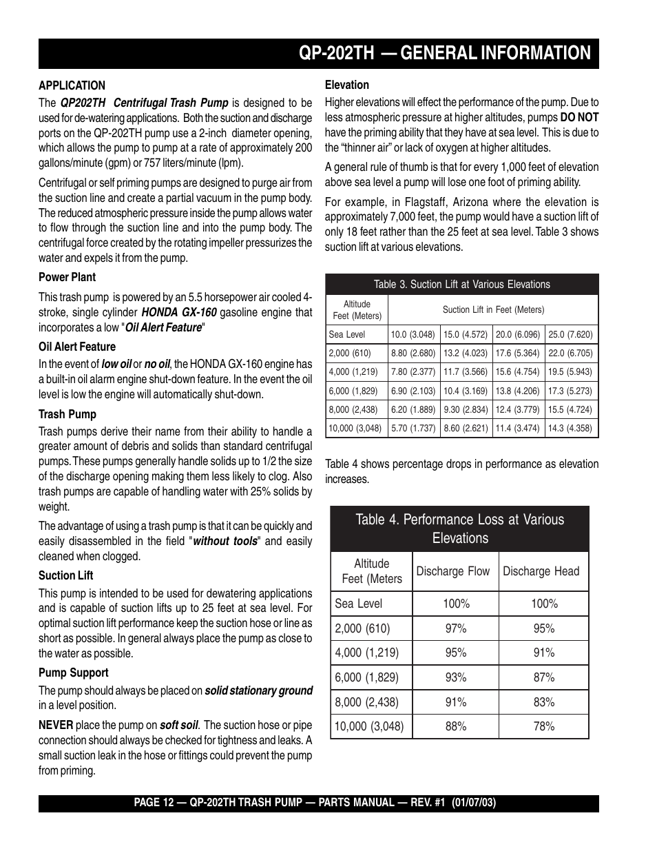 Qp-202th — general information | Multiquip QP202TH User Manual | Page 12 / 70