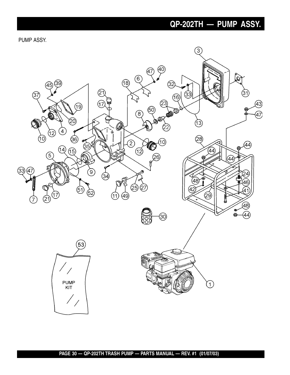 Qp-202th — pump assy | Multiquip QP202TH User Manual | Page 30 / 70