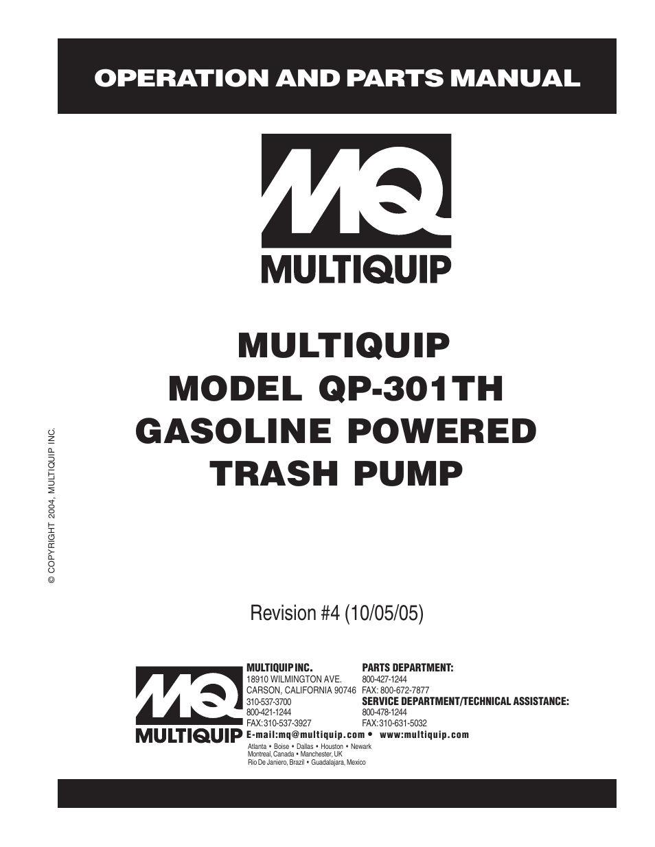 Multiquip QP301TH User Manual | 70 pages