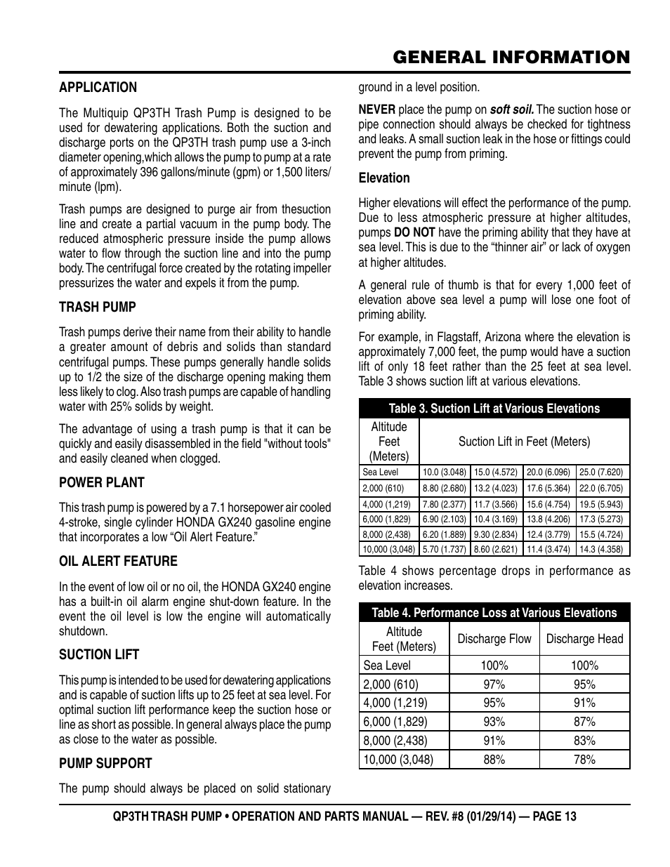 General information | Multiquip QP3TH User Manual | Page 13 / 38