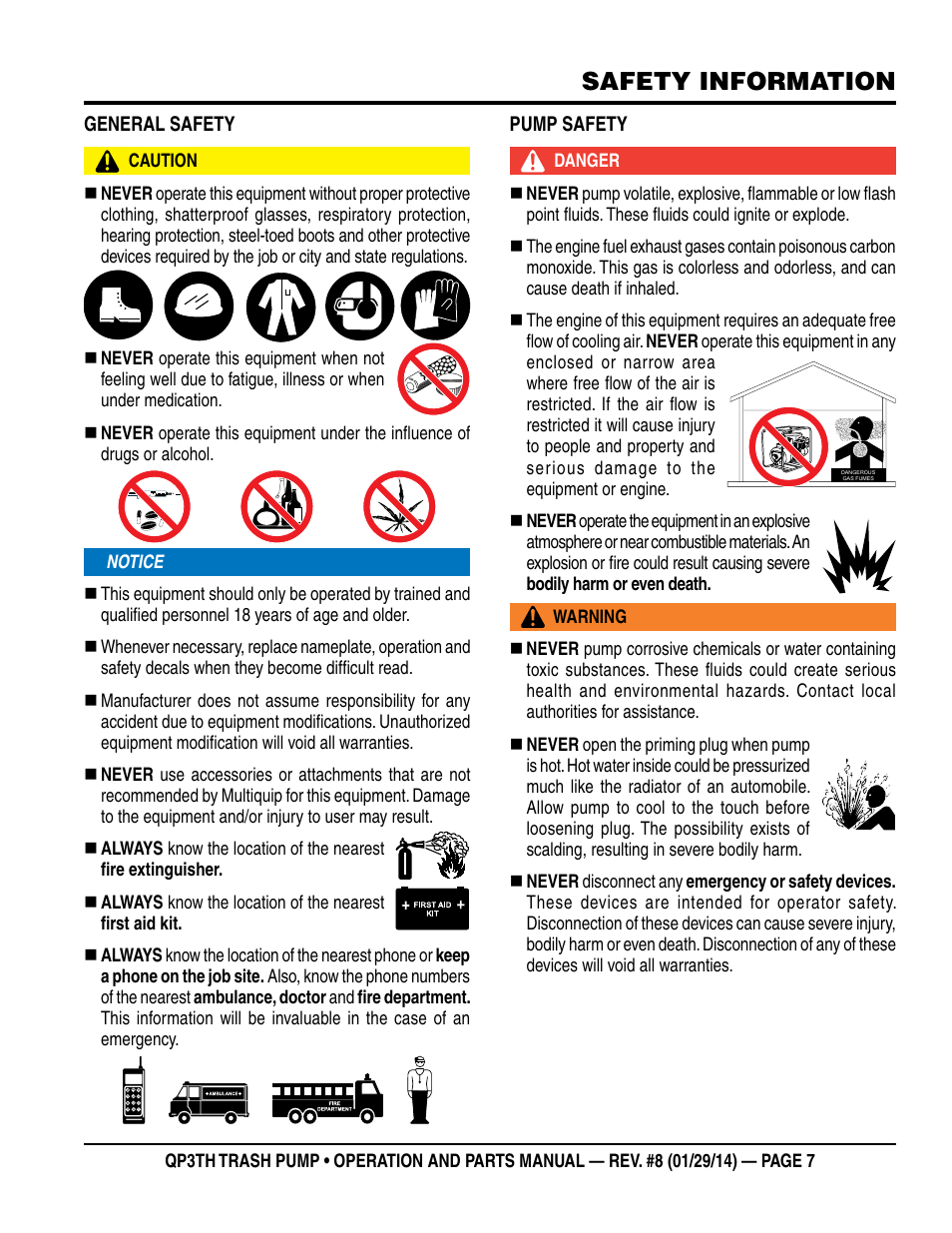 Safety information | Multiquip QP3TH User Manual | Page 7 / 38